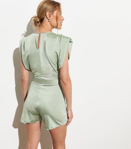Mint Cowl Neck Gürtel Skort Playsuit - Image 4