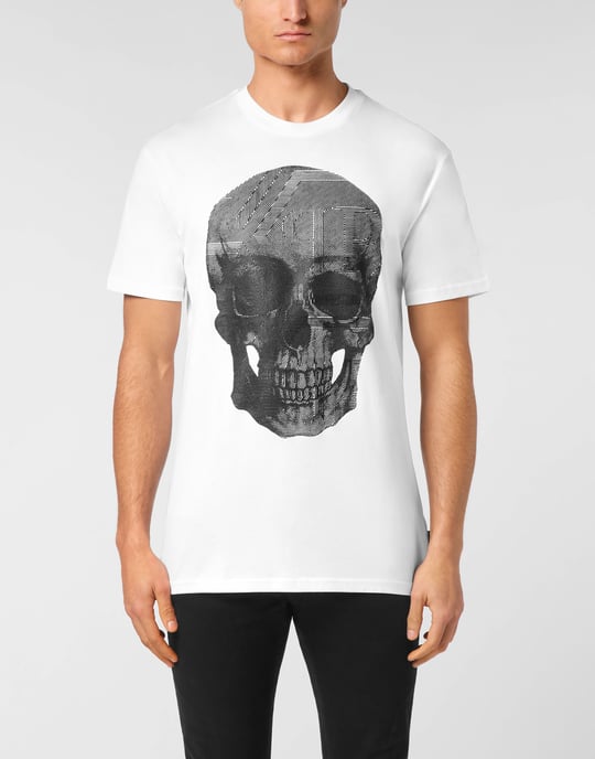 Philipp Plein Jersey-T-Shirt mit Rundhals, Totenkopf-Print - Weiß - Image 3