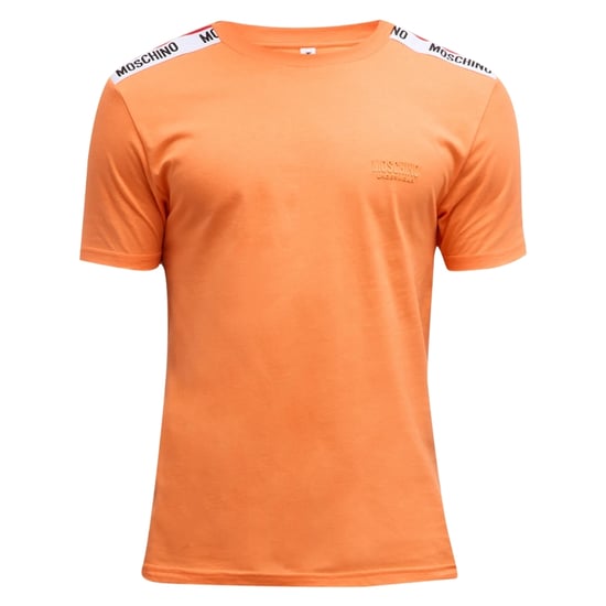 Orangefarbenes T-Shirt mit Moschino-Taped Shoulders-Markenlogo - Image 1