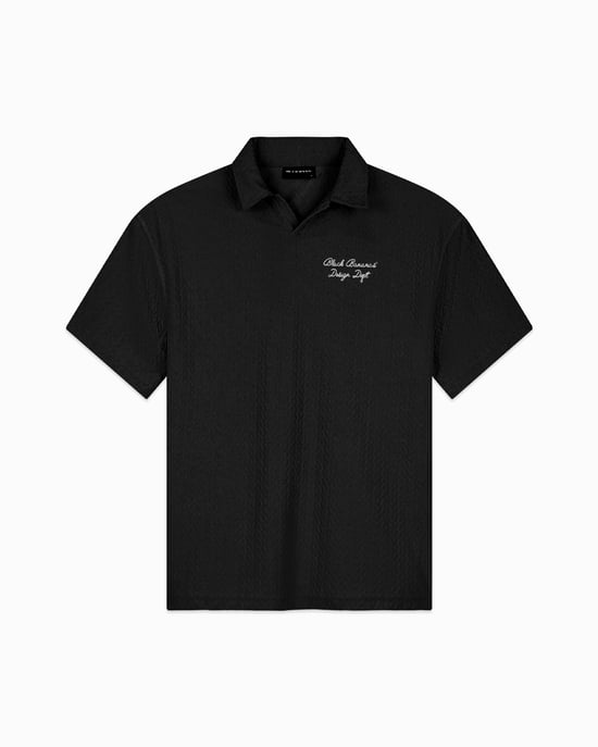 Schwarze Bananen Terry Lounge Polo, Schwarz - Image 1