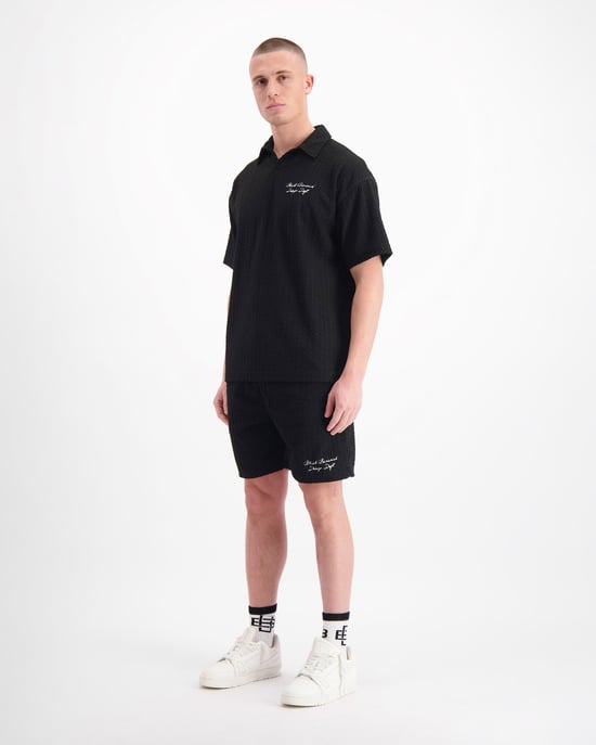 Schwarze Bananen Terry Lounge Polo, Schwarz - Image 3
