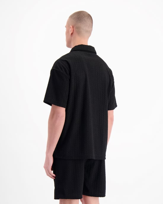 Schwarze Bananen Terry Lounge Polo, Schwarz - Image 6