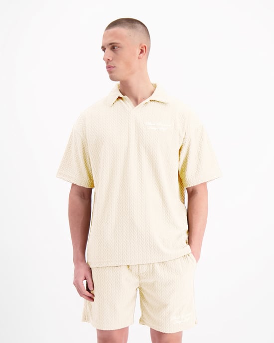 Black Bananas Terry Lounge Polo, Sand - Image 4