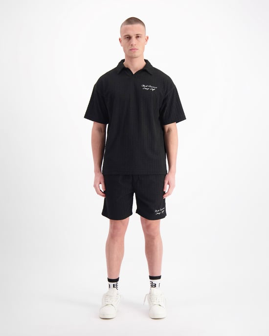 Schwarze Bananen Terry Lounge-Shorts, Schwarz - Image 3