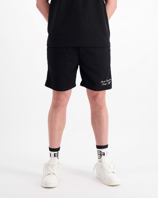 Schwarze Bananen Terry Lounge-Shorts, Schwarz - Image 5