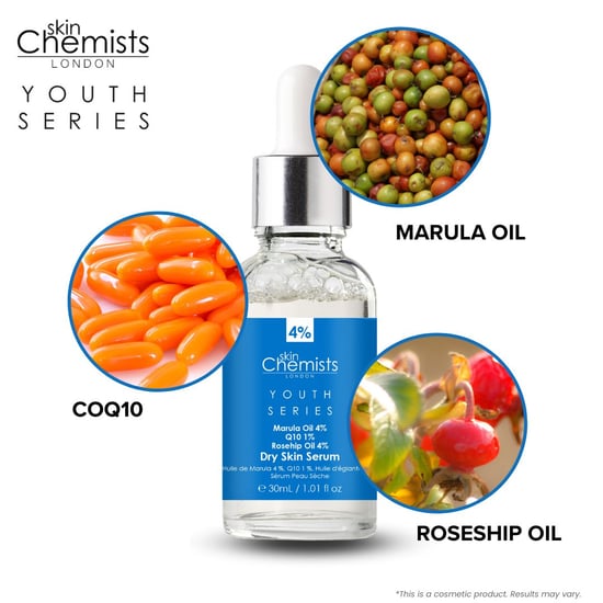 skinChemists Youth Series Serum für trockene Haut Marulaöl 4%, Q10 1%, Hagebuttenöl 4% 30ml - Image 3