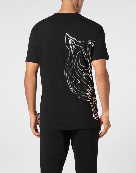 Plein Sport T-Shirt mit Rundhals, kurzarm, Tiger-Print - Schwarz - Image 5