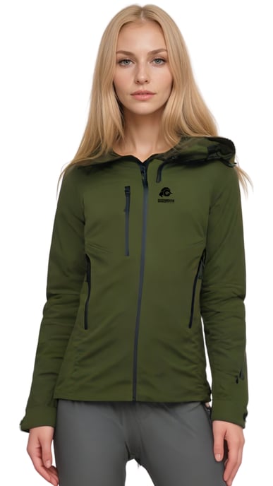 Damen Wanderjacke 3-Lagen Hardshell Olive - Image 2