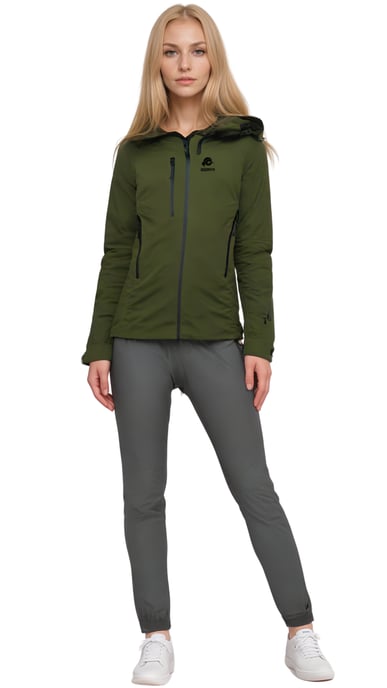 Damen Wanderjacke 3-Lagen Hardshell Olive - Image 3