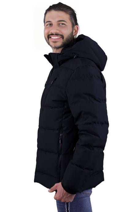 Herren Warme Daunenjacke Jacke Winterjacke Schwarz - Image 2