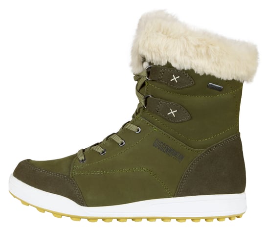 Damen Winterstiefel Echtleder mit Kunstfell Olive - Image 2