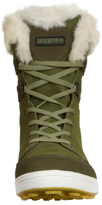 Damen Winterstiefel Echtleder mit Kunstfell Olive - Image 4