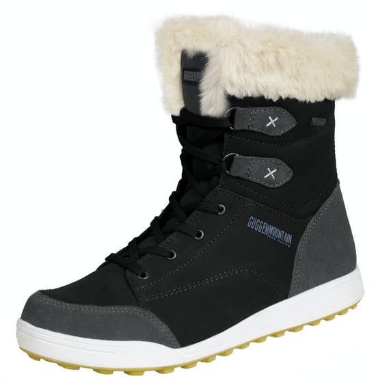 Damen Winterstiefel Echtleder mit Kunstfell Schwarz - Image 1