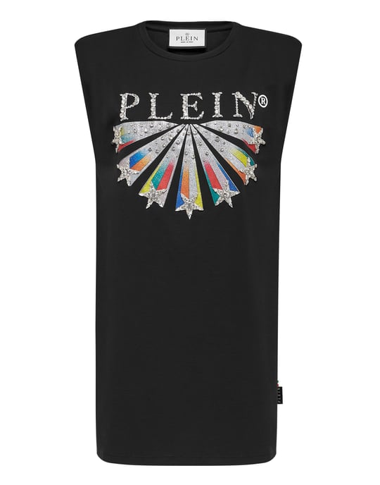 Philipp Plein T-Shirt-Kleid kurz mit Sternen - Schwarz - Image 1