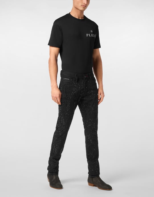 Denim Trousers Super Straight Cut Tribal Strass - Image 4