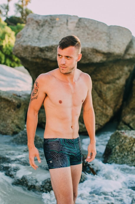 Herren Badehose eng anliegend gestreift Boxerbadehose - Image 2