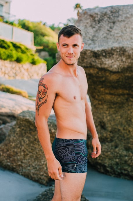 Herren Badehose eng anliegend gestreift Boxerbadehose - Image 3