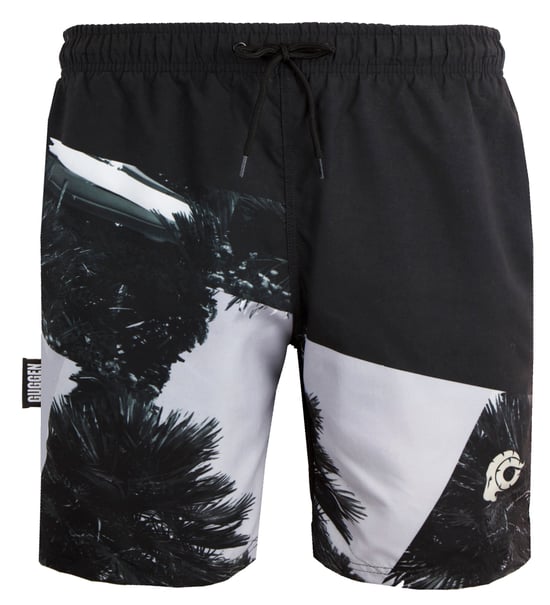 Herren Badehose mit Palmen Muster Weiß Schwarz - Image 1