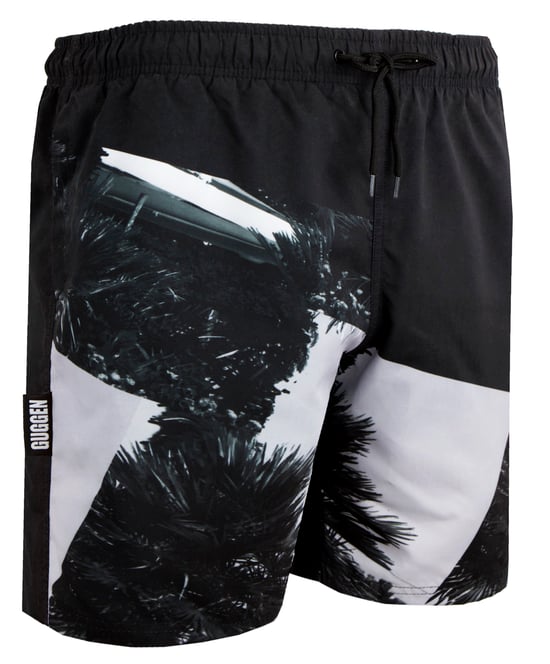 Herren Badehose mit Palmen Muster Weiß Schwarz - Image 4