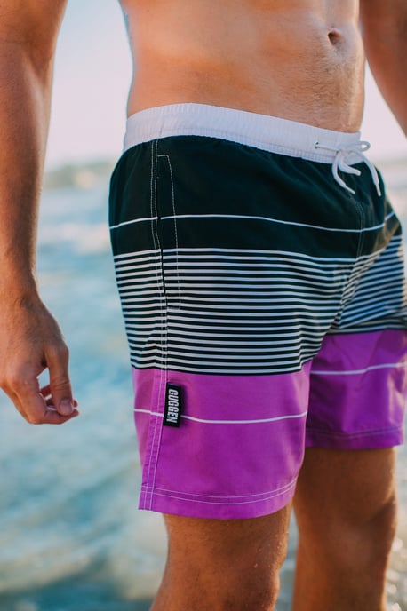 Herren Badehose mit Muster Streifen Lila - Image 5