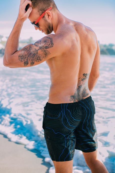 Herren Badehose Streifen lässige Boardshorts Linien Muster - Image 4