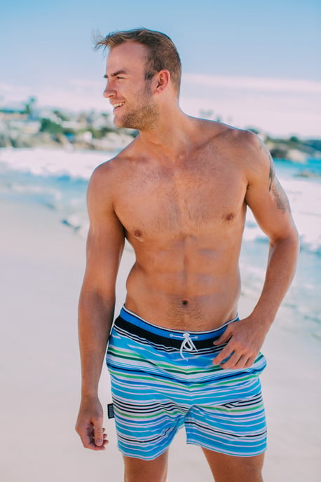 Herren Badehose mit Muster Streifen Blau - Image 3