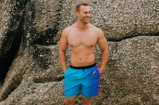 Herren Badehose mit Muster Streifen Blau Lila - Image 2