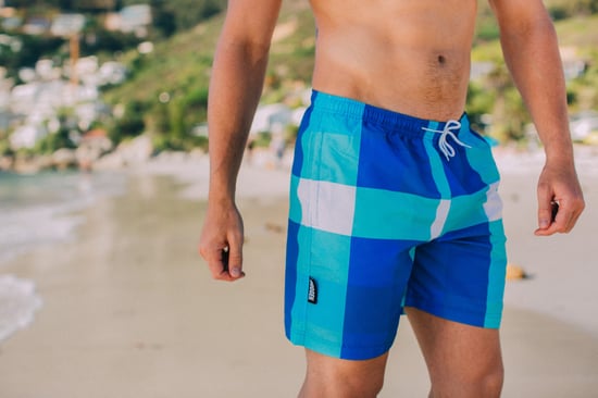 Herren Badehose Kariert Blau - Image 3