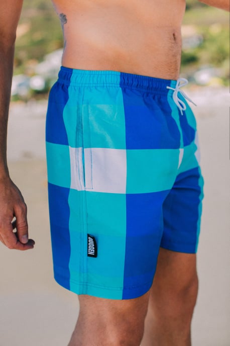 Herren Badehose Kariert Blau - Image 4