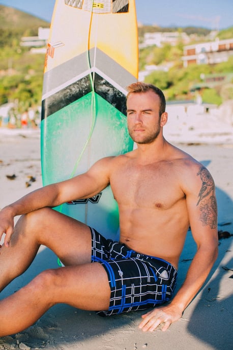 Herren Badehose Kariert Blau - Image 4