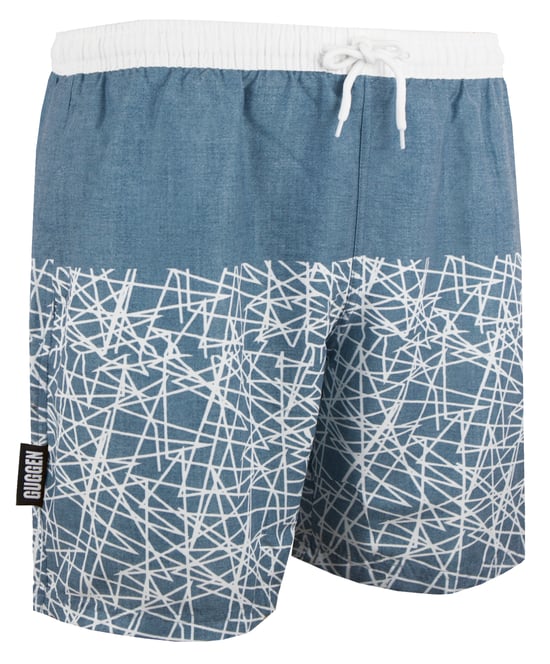 Herren Badehose Kariert Grau Weiß - Image 4