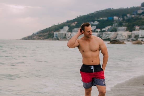 Herren Badehose mit Muster Streifen Rot - Image 2
