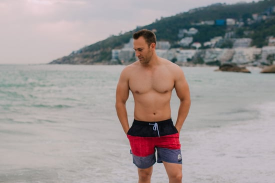 Herren Badehose mit Muster Streifen Rot - Image 3