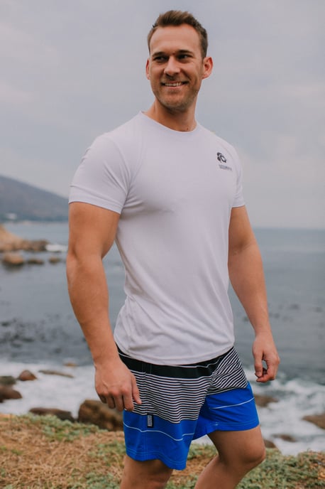 Herren Badehose mit Muster Streifen Blau - Image 2