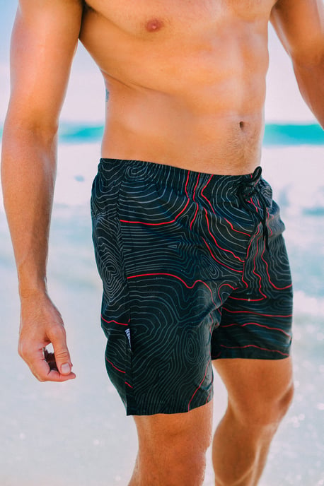 Herren Badehose Streifen lässige Boardshorts Linien Muster - Image 3