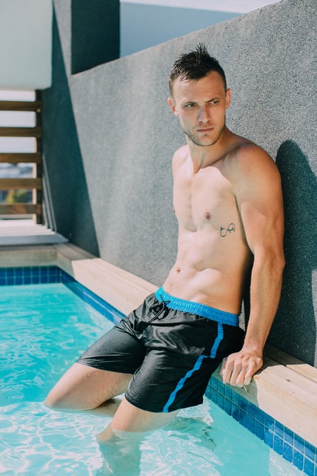 Herren Badehose mit Muster Streifen Blau - Image 3