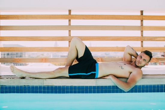 Herren Badehose mit Muster Streifen Blau - Image 4