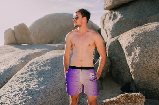 Herren Badehose mit Muster Streifen Lila - Image 2
