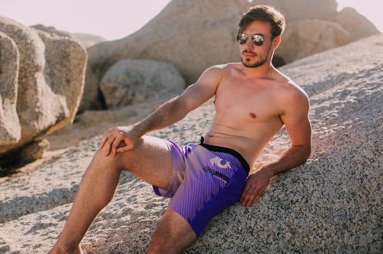Herren Badehose mit Muster Streifen Lila - Image 3