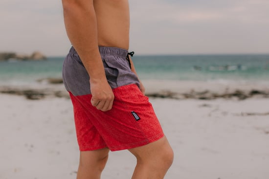 Herren Badehose mit Muster Streifen Rot - Image 3