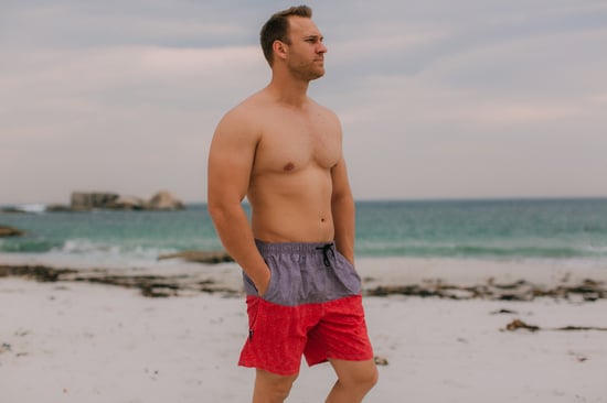 Herren Badehose mit Muster Streifen Rot - Image 4