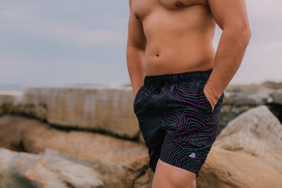 Herren Badehose Streifen lässige Boardshorts Linien Muster - Image 4