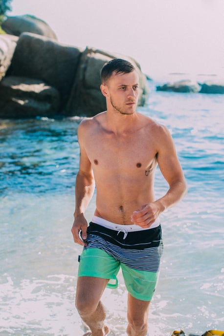 Herren Badehose mit Muster Streifen Grün Schwarz - Image 3