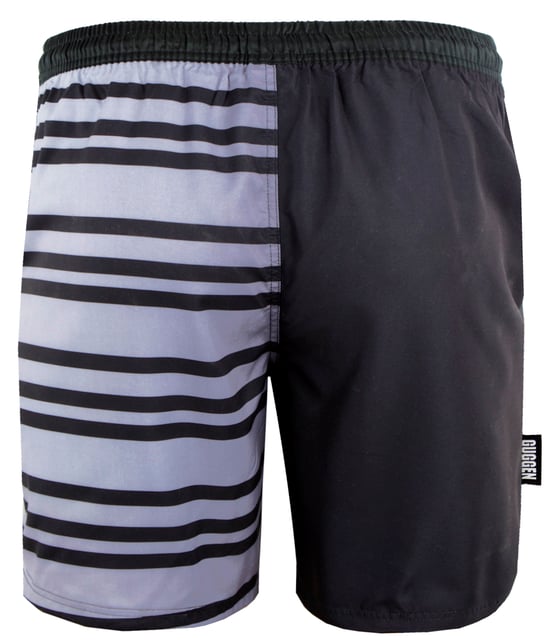 Herren Badehose mit Muster Streifen Weiß Schwarz - Image 3