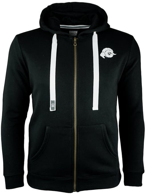 Herren Wandern Kapuzenpullover H06 mit Reißverschluss mit Logo Schwarz - Image 2