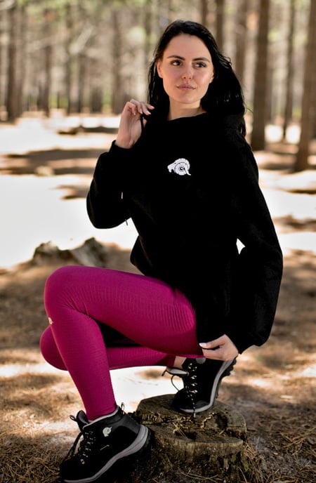 Damen Kapuzenpullover Fleece Hoodie Langarm Schwarz - Image 3