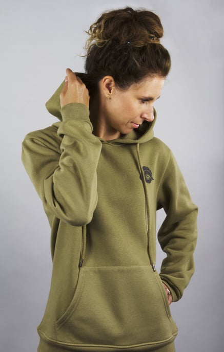 Damen Kapuzenpullover Fleece Hoodie Langarm Olive - Image 4