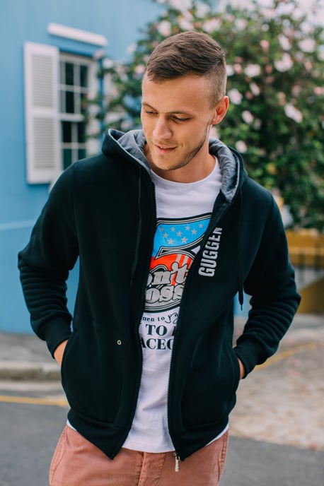 Herren Kapuzenpullover Pullover Hoodie Schwarz - Image 2