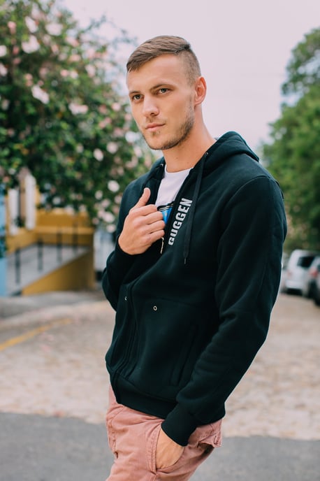 Herren Kapuzenpullover Pullover Hoodie Schwarz - Image 3