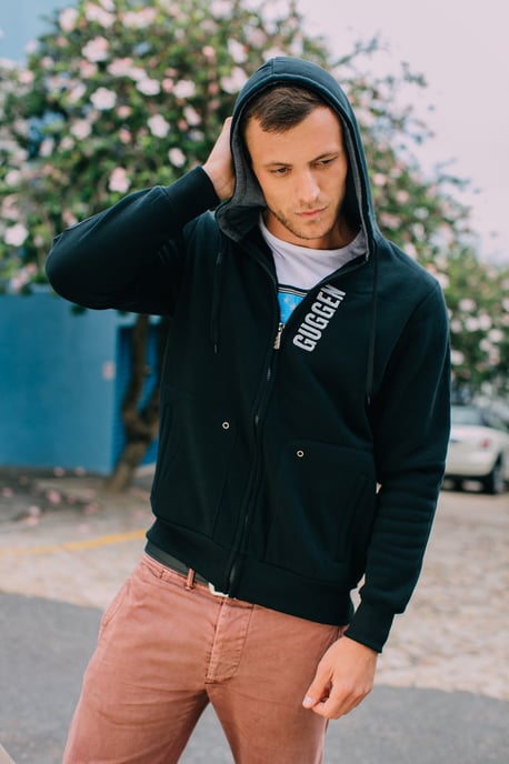 Herren Kapuzenpullover Pullover Hoodie Schwarz - Image 6